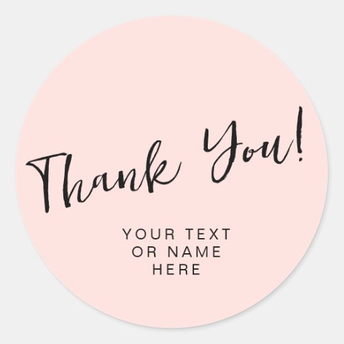 Thank you typography minimalist blush pink classic round sticker