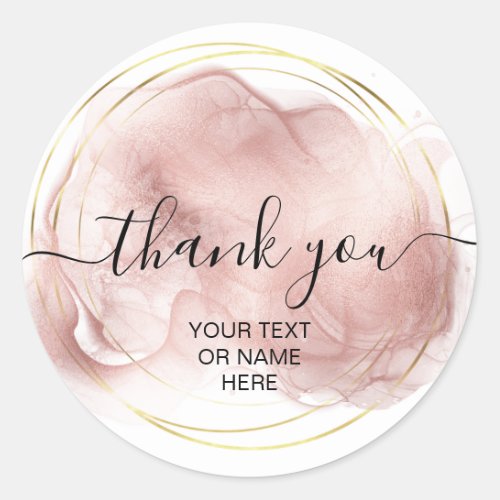 Thank you typography minimalist blush pink logo cl classic round sticker