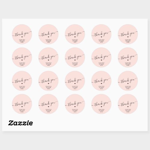 Thank You Typography Minimalist Elegant Blush Pink Classic Round Sticker