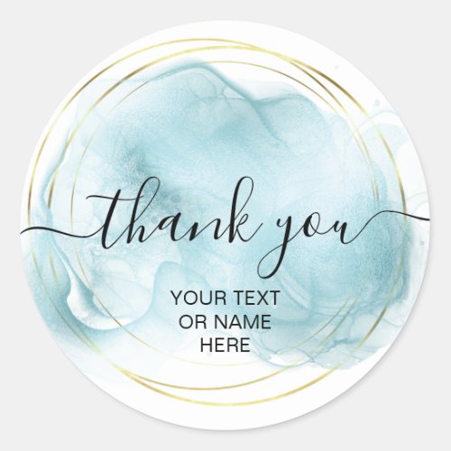 Thank you typography minimalist  logo  aqua blue classic round sticker