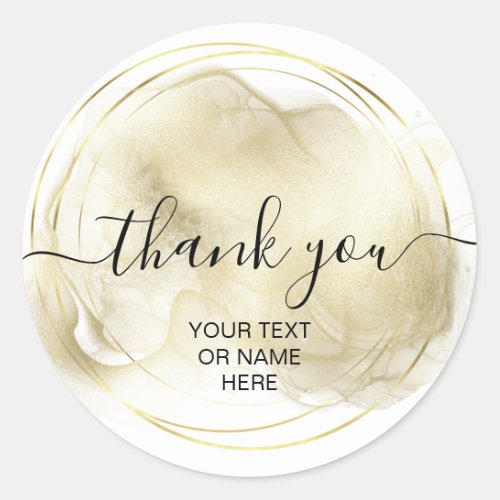 Thank you typography minimalist  logo gold  classic round sticker