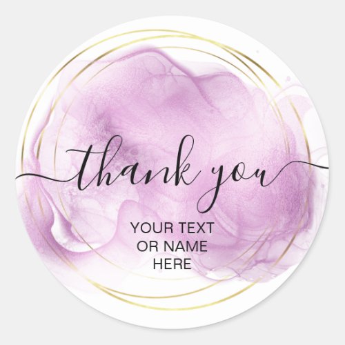 Thank you typography minimalist  logo  purple classic round sticker