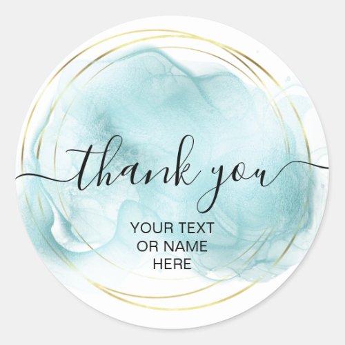Thank you typography minimalist  logo  teal blue classic round sticker