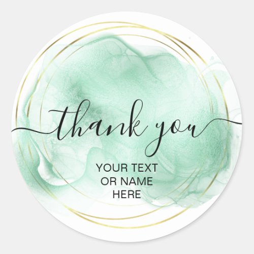 Thank you typography minimalist mint logo classic round sticker