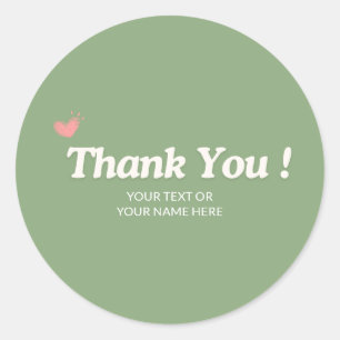 Thank you typography minimalist pastel green classic round sticker