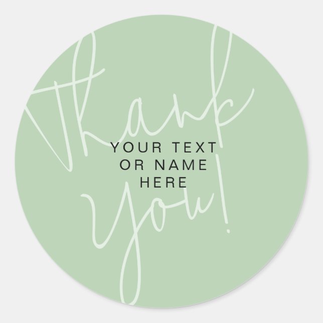 Thank you typography minimalist sage green classic round sticker (Front)