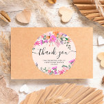 Thank you typography pastel meadow wild flowers classic round sticker<br><div class="desc">Thank you typography meadow wild flowers ,  perfect for bridal or baby shower favors with pastel pretty pink,  purple,  orange flowers and greenery leaves.</div>