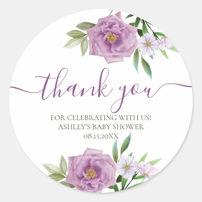 Thank you typography pastel meadow wild flowers classic round sticker (Front)