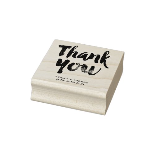 Thank you typography rustic chic simple wedding rubber stamp