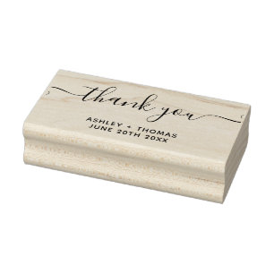 Thank you typography script chic simple wedding rubber stamp