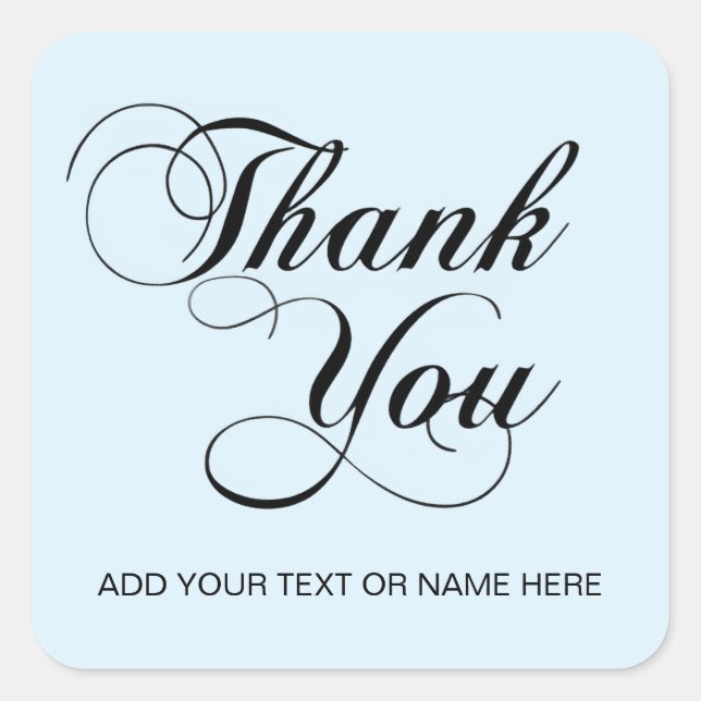 Thank you typography script square sticker (Front)
