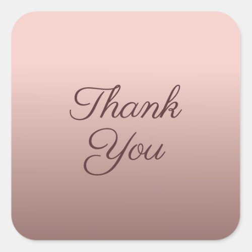 Thank You Typography Script Template Rose Gold Square Sticker