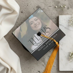 Thank You Typography Senior Photo  Graduation Cap Topper