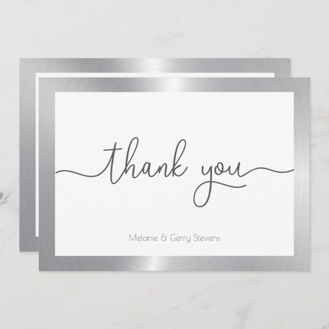 Thank you typography, silver & white background (Front/Back)