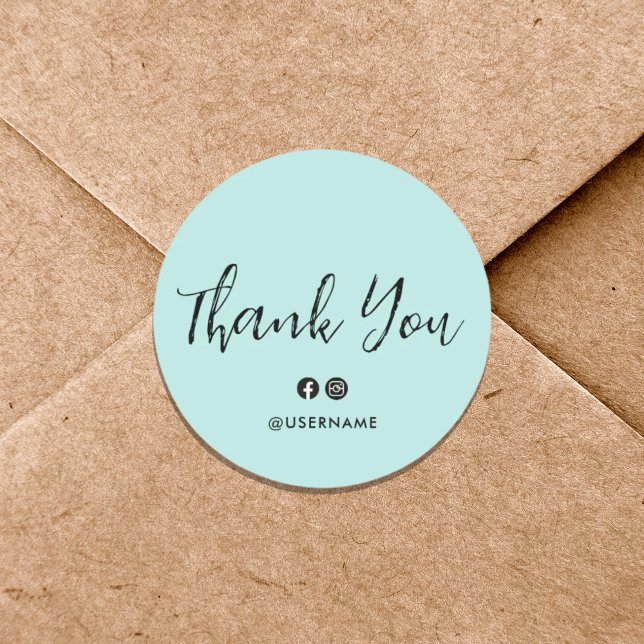Thank you typography Simple Elegant Customized  Classic Round Sticker (Creator Uploaded)