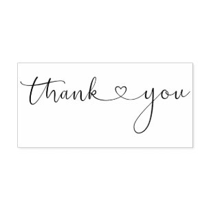 Thank You Typography Simple Stylish Heart Rubber Stamp