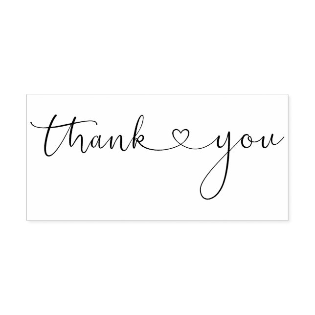 Thank You Typography Simple Stylish Heart Rubber Stamp (Imprint)