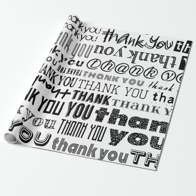 THANK YOU Typography Specialty Gift Wrap (Unrolled)