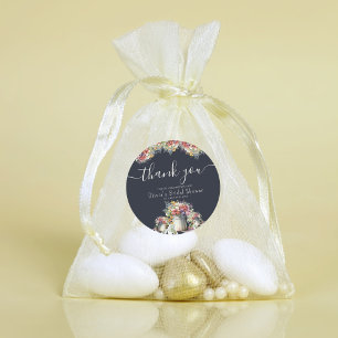 Thank You Typography Spring Flowers Bridal Shower Classic Round Sticker