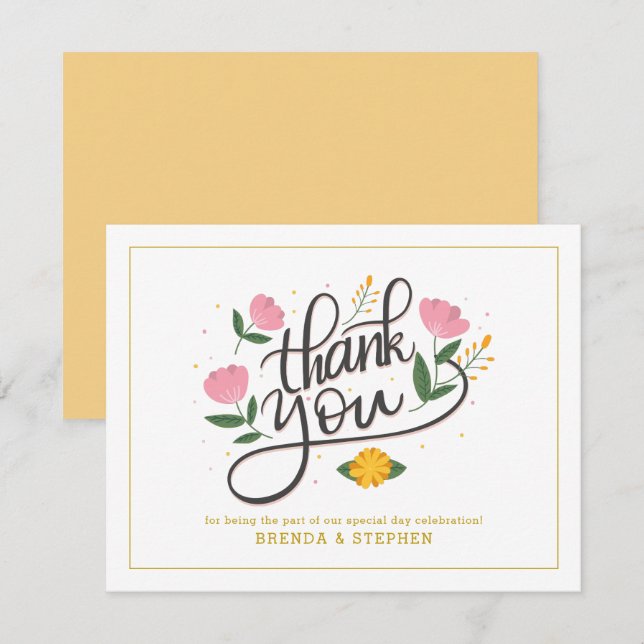 Thank you-typography with floral accents invitation (Front/Back)