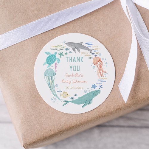 Thank You Under The Sea Baby Shower Classic Round Sticker