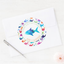 Thank You Under The Sea Rainbow Watercolor Fish Classic Round Sticker
