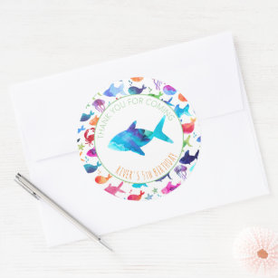 Thank You Under The Sea Rainbow Watercolor Fish Classic Round Sticker