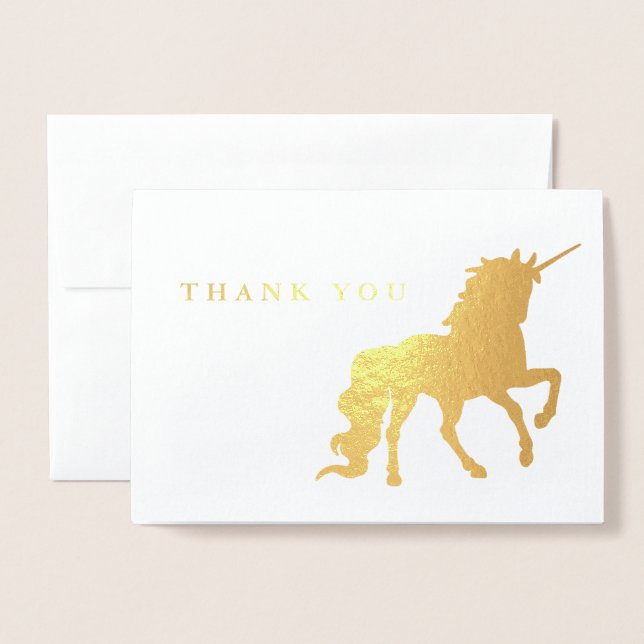 Thank You Unicorn Birthday Foil Card (Front With Envelope)