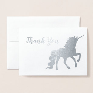 Thank You Unicorn Birthday Silver Foil Card