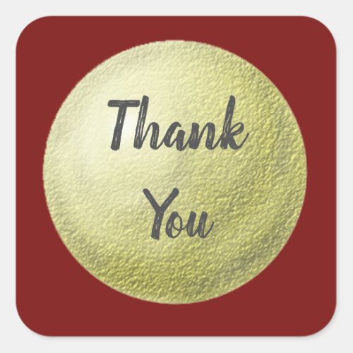 Thank You Unique Elegant Red Gold Orb Appreciation Square Sticker