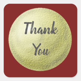 Thank You Unique Elegant Red Gold Orb Appreciation Square Sticker