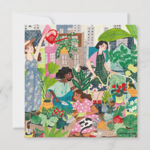 Thank you urban gardening women illustrations card