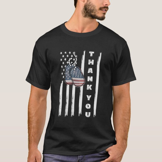 Thank You Usa Flag For Veterans Day T-Shirt (Front)