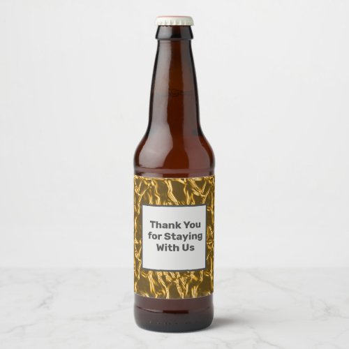 Thank You Vacation House Guest Gold Silver Welcome Beer Bottle Label