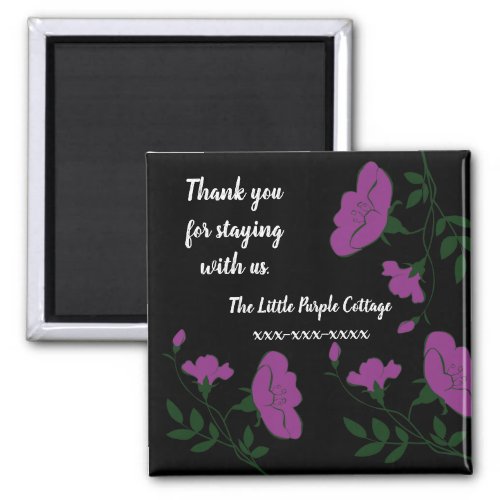 Thank You Vacation Rental Guest Purple Floral Magnet