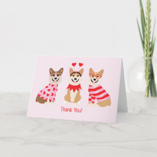 Thank You Valentine Pembroke Welsh Corgi Dogs Card