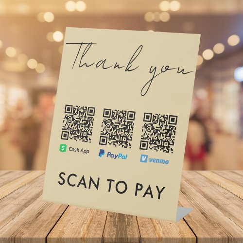 Thank you Venmo Paypal CashApp Scan to Pay Groovy Pedestal Sign