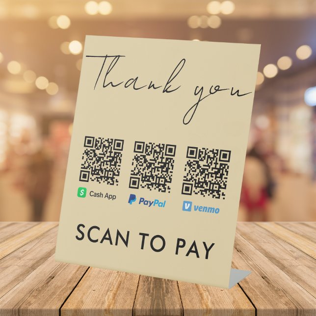 Thank you Venmo Paypal CashApp Scan to Pay Groovy Pedestal Sign (Creator Uploaded)