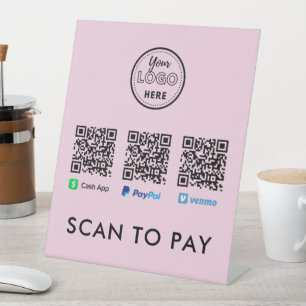 Thank you Venmo Paypal CashApp Scan to Pay Logo Pedestal Sign