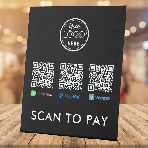 Thank you Venmo Paypal CashApp Scan to Pay Logo Pedestal Sign