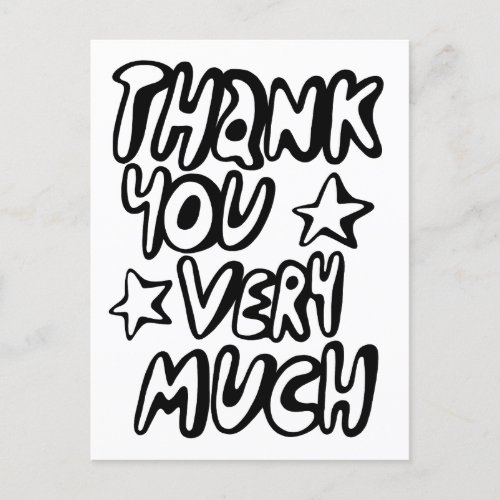 THANK YOU VERY MUCH Bubble Letters BW CUSTOM   Postcard