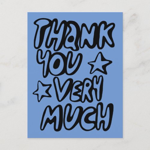 THANK YOU VERY MUCH Bubble Letters Blue CUSTOM   Postcard
