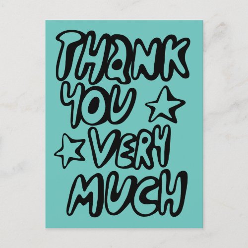 THANK YOU VERY MUCH Bubble Letters Teal CUSTOM   Postcard