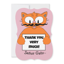 Thank You Very Much! Cute Cartoon Mustache Cat