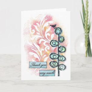 'Thank You Very Much' Watercolor Letterpress Thank You Card