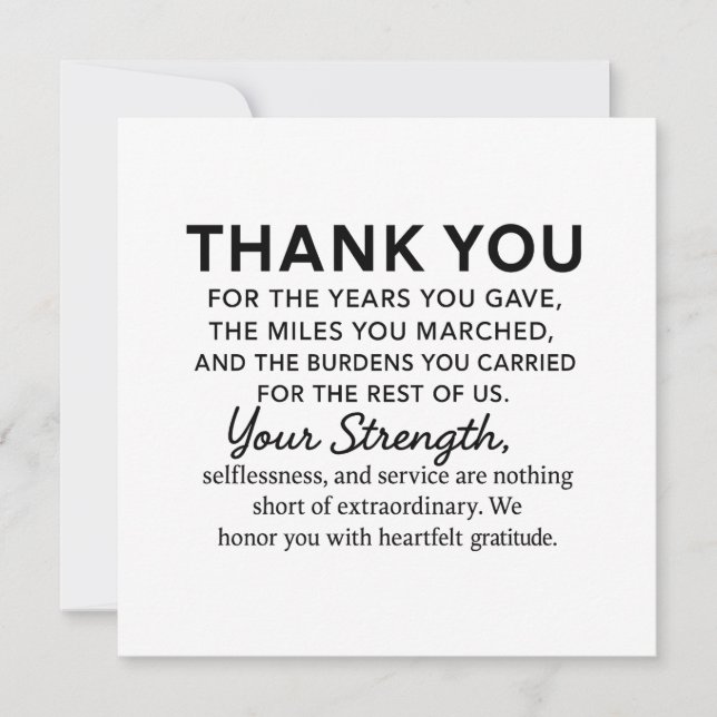 Thank You Veteran  Card (Front)