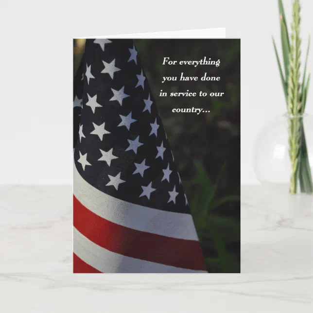 Thank You Veteran on Veteran's Day Flag Card (Front)