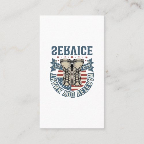 Thank You Veteran Patriotic Boots Service Shirt_1 Business Card