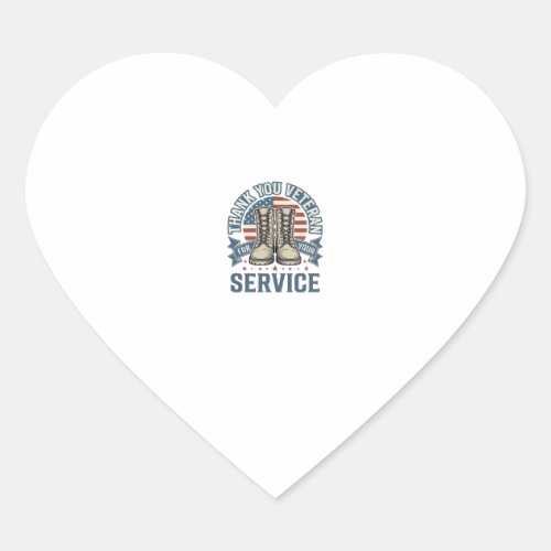 Thank You Veteran Patriotic Boots Service Shirt_1 Heart Sticker
