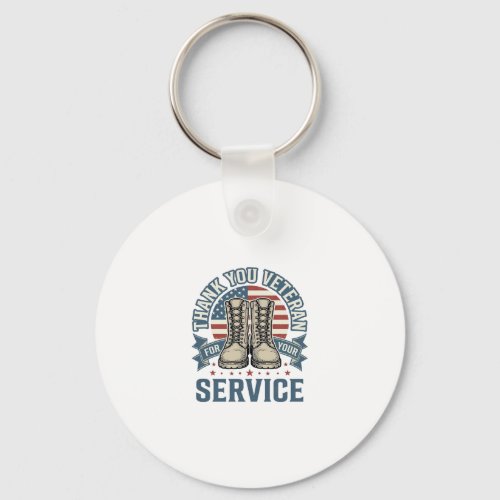 Thank You Veteran Patriotic Boots Service Shirt_1 Keychain